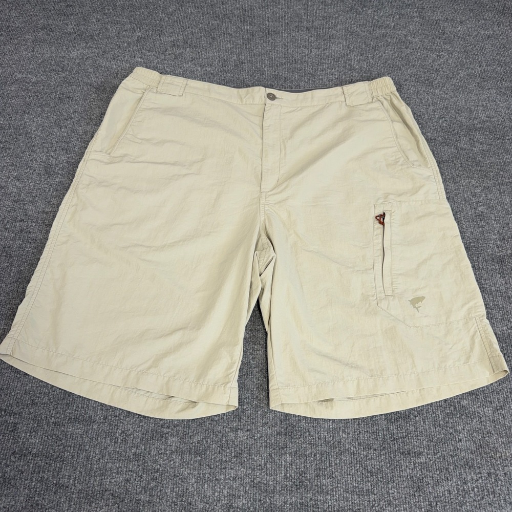 Simms Guide Cargo Fishing Shorts Men 2XL Khaki Tan 11" Hiking Elastic Waist